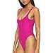 Dixperfect Women's Retro 80s/90s Inspired High Cut Low Back One Piece Swimwear Bathing Suits (XXL, Pink)