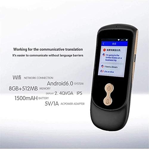 Futursd Smart Language Translator Device with 2.4 Inch IPS Touch Screen Two Way Real Time Instant Language Translator Support 39 Languages for Learning Travel Business (Color : Black)