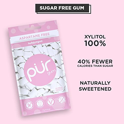 PUR Gum Sugar Free Chewing Gum 100 Xylitol Vegan, Aspartame Free