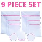 Mesh Laundry Bags by Simple Natural Products (Set of 9) Includes 3 Reinforced Bra Laundry Bags - Laundry Washing Bags Perfect for Delicates Blouse Baby Clothes Lingerie - Travel Wash Bag