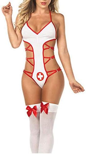 UUGULO Nurse Costumes Uniform Cosplay Temptation Lingerie Women Babydoll Underwear