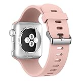 Sport Band for Apple Watch 42mm, Alritz Soft Silicone Replacement Band Strap with Quick Release Buckle for iWatch Nike+, Series 2, Series 1, Sport, Edition, Light Pink