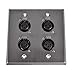 Seismic Audio Speakers Stainless Steel Wall Plate - 2 Gang with 4 XLR Female Connectors
