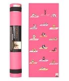 POETRYOGA - Kids Yoga Mat - with Carry Strap - 60x24 Inches 4mm - SGS Approved Non-Toxic No Phthalates or Latex - Non-Slip - Multi Purpose - Yoga Dogs Poses (Pink)