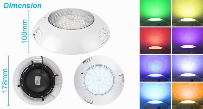 ledmo LED RGB Underwater Pool Lighting, PAR56 38W Recessed Housing (Replaces 300W Halogen Bulbs), IP68 Waterproof, Pool Lights with Remote Control 12V
