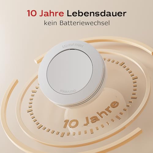 Safeliveo Smoke Detector, Fire Alarm with 10 Year Battery, 85 dB Alarm, No Flashing LED, with Mute Switch, Includes Adhesive Pads, EN 14604 Certified, Set of 5