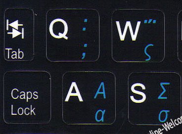 NETBOOK GREEK-ENGLISH KEYBOARD STICKERS BLACK BACKGROUND FOR MINI LAPTOPS