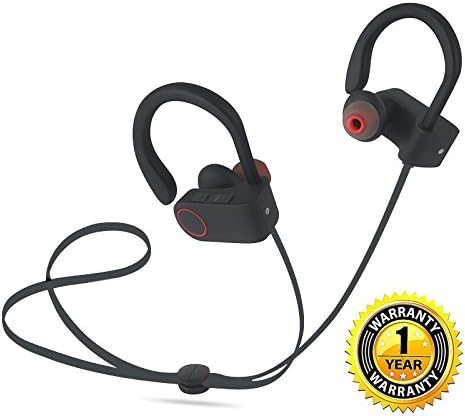 DBJ Bluetooth Headphones Runner Sport Earphones - Wireless Earbuds for Running, Black (Bluetooth 4.1, Secure Ear Hooks Design with Cable Clips)