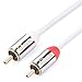 Postta 2RCA to 2RCA Stereo Audio Cable (15 Feet) Male to Male Gold Plated Dual Shielded 2RCA Cable -White
