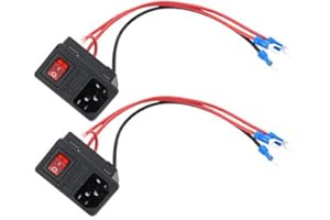 DEVMO 2pcs 10A 250V Rocker Switch Power Socket Inlet Module Plug 5A Fuse Switch with 18 AWG Wiring 3 Pin IEC320 C14 Connected Terminal Crimps and Wires