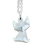 Origami Cat Necklace in Sterling Silver 925 with 16 Inch Chain
