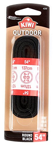 Kiwi Nylon Boot Laces, 54-inch, Round, Black