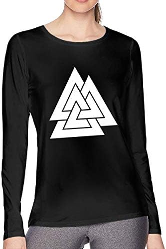 Viking Age Symbol Cotton Shirt Women's Round Neck Long Sleeve T-Shirt