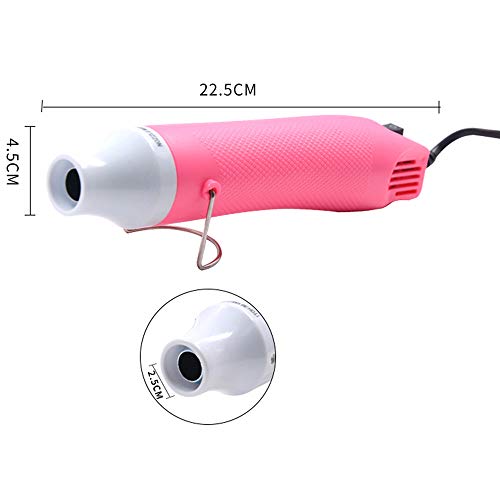 mofa emboss Heat Gun, Hot Air Gun Tools Shrink Gun with Stand For DIY Embossing And Drying Paint Multi-Purpose Electric Heating Nozzle 300W 110V (Pink,White)
