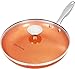 Utopia Kitchen Induction Bottom 9.5 Inches Copper Nonstick Frying Pan with Glass Lid and Stainless Steel Handle - Multipurpose Use for Home Kitchen and Restaurant