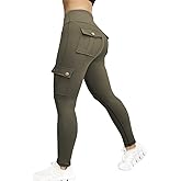 CHICME Women High Waist Cargo Leggings Seamless Workout Leggings Tummy Control Yoga Pants with Pocket