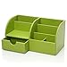 KINGFOM 7 Storage Compartments Multifunctional PU Leather Office Desktop Organizer, Stationery Storage Box Collection, Business Card/Pen/Pencil/Mobile Phone /Remote Control Holder (Green)