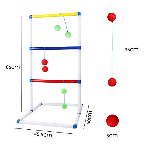 yoptote Ladder Golf Ball Set for Kids Ladder Toss Toy with 6 Bolas, Suitable for Camping Party Outdoor Yard Game, Easy Assemble - Thumbnail 6