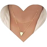 Allereyae Vintage Layered Triangle Choker Necklace Triangle Pendant Necklace Gold Geometric Necklace Jewelry Minimalist Necklace Chain Jewelry for Women