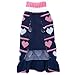 Jecikelon Pet Dog Long Sweaters Dress Knitwear Turtleneck Pullover Warm Winter Puppy Sweater Long Dresses (Navy Heart, Medium)