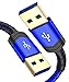USB 3.0 A to A Male Cable, JSAUX USB 3.0 to USB 3.0 Cable 2 Pack(3.3ft+6.6ft) USB Male to Male Cable Double End USB Cord Compatible for Hard Drive Enclosures, DVD Player, Laptop Cooler and More (Blue)