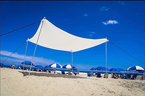 Photo 1 of Ready Covers Sunshade 10x10' Complete with 4 Extending Poles & Shovel. Pop Up Beach Canopy Sunshade w/Carrying Bag. Great for Camping, Beach Days, Fishing Trips & Much More. (White)