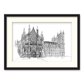 Black Framed Architectural Drawing Home Artwork for Living Room Bedroom