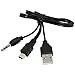 Black USB2.0 A Male to Mini B Male + 3.5mm Audio AUX Adapter Charger Cable Cord