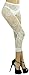 ToBeInStyle Women's Floral Lace Nylon Blend Leggings With Lace Trim Bottom - White - One Size Fits Most