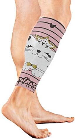KMAND Leg Sleeve Cute Cat?Cartoon Compression Socks Support Non Slip Calf Sleeves Pads for Running, Shin Splint, Calf Pain Relief, Runners, Medical, Air Travel, Nursing, Cycling 1Pair