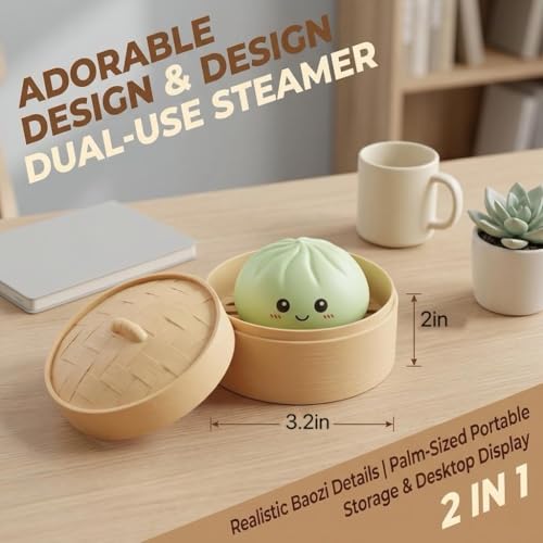 SLEEPHEAD®Glitter Dumpling Squishy Mystery Box, Surprise Dumpling Squishy with Steamer and Sparkle Filling, Soft Squeeze Anxiety Relief Fidget Toy for Desk Display and Casual Handling(Mystery-1PCS)