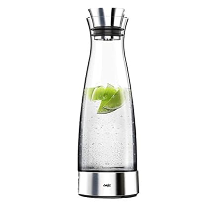 Emsa 515668 Glaskaraffe (mit KÃ¼hlelement, 1 Liter, Automatische Verschlussklappe, Glas, Edelstahl, Flow Classic)