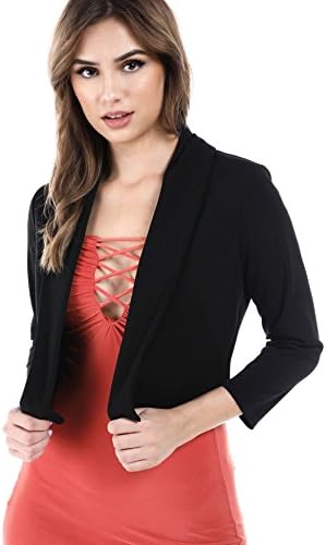 Women's Slim Fit One Button Office Knit Blazer Jacket,Made in USA (Small-3XL)