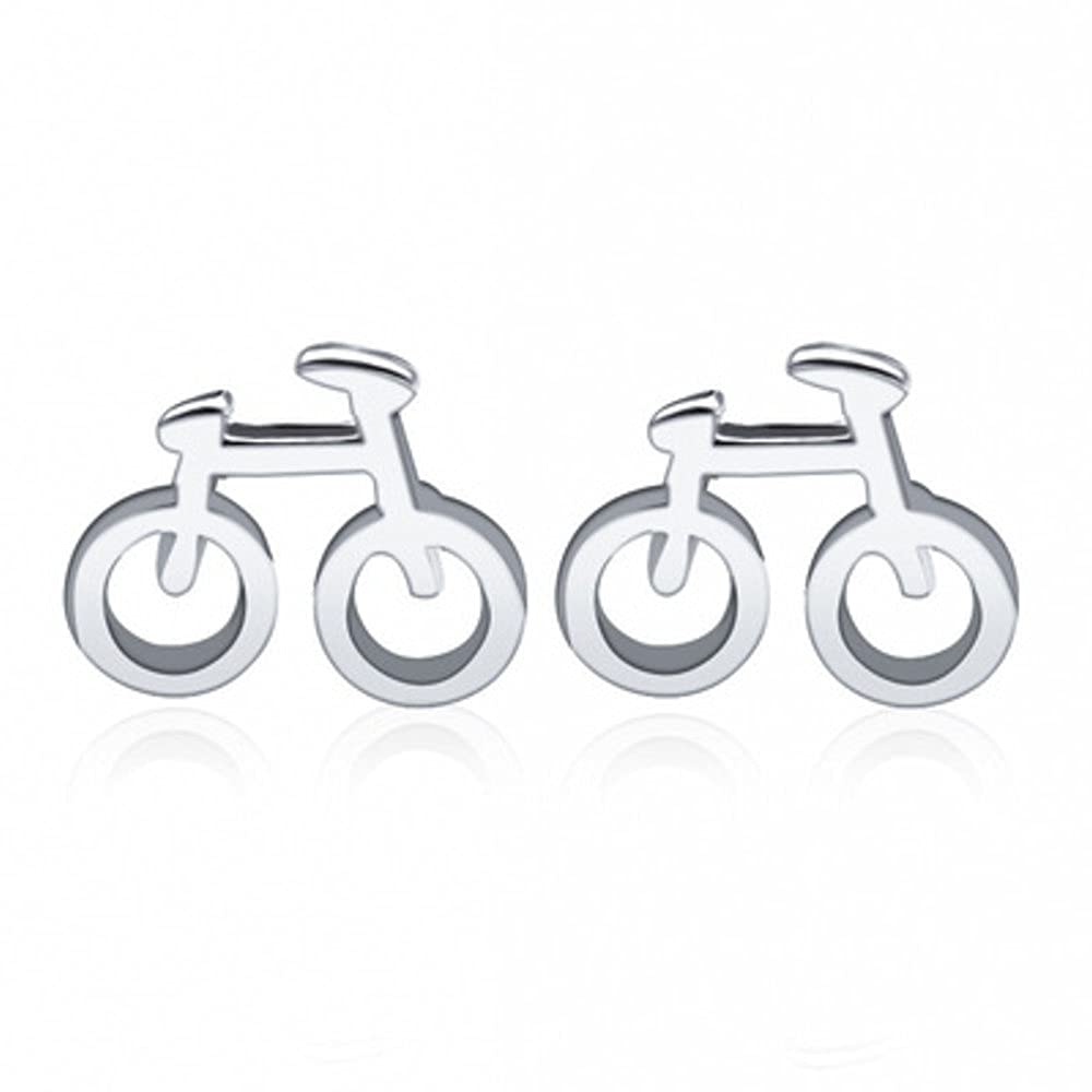 Small Bicycle Studs Earrings for Women Girls 925 Sterling Silver Cartilage Tragus Cute Bike Tiny Unique Safety Pin Earrings Hypoallergenic Post Fashion Personalized Unisex Jewerly Gift for Best Friend