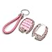 Thor-Inst Car Key Case Key Shell Fob Key Cover Case Bag Holder Key Chain with Bling Diamond for C E S M CLS CLK GLK GL Class 2/3-button Keyless Entry Remote Control Smart Key,etc (Pink)