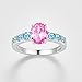 Psiroy 925 Sterling Silver Plated Oval Simulated Pink Topaz Promise Ring for Women Size 9