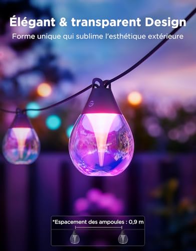 Govee Outdoor String Lights, 15m RGBWIC Dimmable 16 Million Colors and 111 Scene Modes, 80lm per LED, 25000h Lifespan, Compatible with Alexa, Google Assistant, Matter