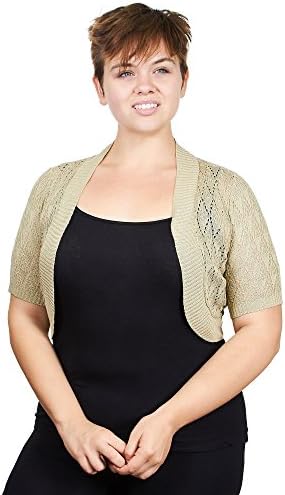 Knit Minded Plus Size Womens Ladies Plus Size Diamond Knit Pattern Topper Open Front Cardigan Camel Brown Size 3X