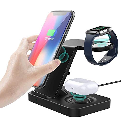 ایگرد | قیمت و خرید MoKo 3 in 1 Wireless Charger Stand, 10W Qi Fast  Charging Dock Station Compatible Galaxy Watch 3 41mm/45mm/42mm/46mm/Active  2/1/Buds/S20, iPhone 12/12 Pro/11/SE/Apple Watch SE/6/5/4/3/2/Airpods Pro/2