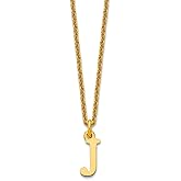 JewelryWeb 10k Yellow Gold Cutout Letter J Initial Necklace Pendant Necklace for Women