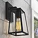 Emliviar Outdoor Wall Sconces 2 Pack, 1-Light Porch Lights Fixture, Black Finish with Clear Bevel Glass, OS-1803AW1-2PK