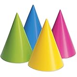 Creative Converting 20PH-0010 Party Hats, Assorted Neon, 16-Pack