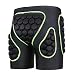 OHMOTOR 3D Padded Protective Shorts Hip Butt EVA Pad Short Pants Heavy Duty Protective Gear Guard Drop Resistance for Ski Skiing Skating Snowboard Cycling (Green - for Men, XL)