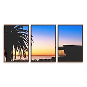 3 Piece Framed Canvas Wall Art for Living Room, Bedroom Vintage Tropical Palm Trees Canvas Prints for Modern Home Decoration Ready to Hang - 16"x24"x3 Panels