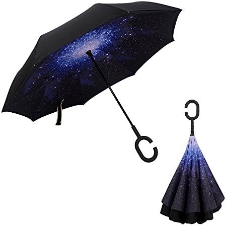 Inverted Umbrella, Double Layer Umbrella Windproof UV Protection Reverse Folding Umbrella and Travel Umbrella with C-Shaped Handle, by UUAT
