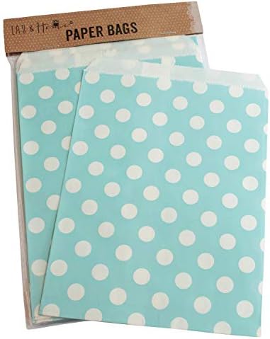 Party Paper Bags Takeaway Polka Dots Bag Wedding Favors Filler Kid's Birthday Treat Packaging Party Supplies - Pack of 100 Bags (Light Blue)