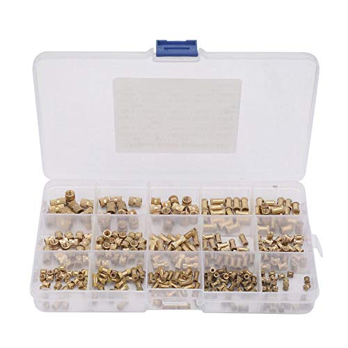 330 Pieces Brass Threaded Insert Embedding Nuts Kit with Transparent Plastic Box Knurled Nuts Set for 3D Printing, Nuts