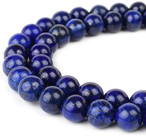 RVG 10mm Lapis Lazuli Beads Round Gemstone Loose Stone Mala 15.5 in Strand for Jewelry Making (Approx 38-40 pcs)