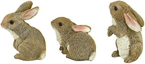 Design Toscano Bunny Den Rabbit Backyard Animal Statues Set - 5 Inch, Multicolored
