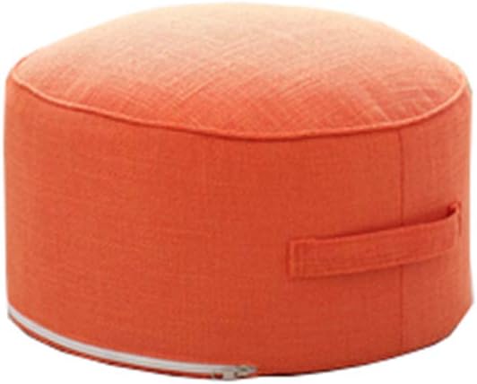 Cotton & Linen Floor Seating Pouf Round Futon Stool Case Washable - Diameter 15.7",Orange